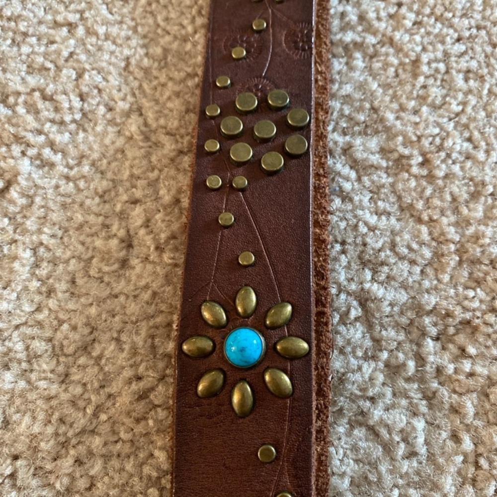 Lucky Brand Brown Leather Belt with Brass Details
